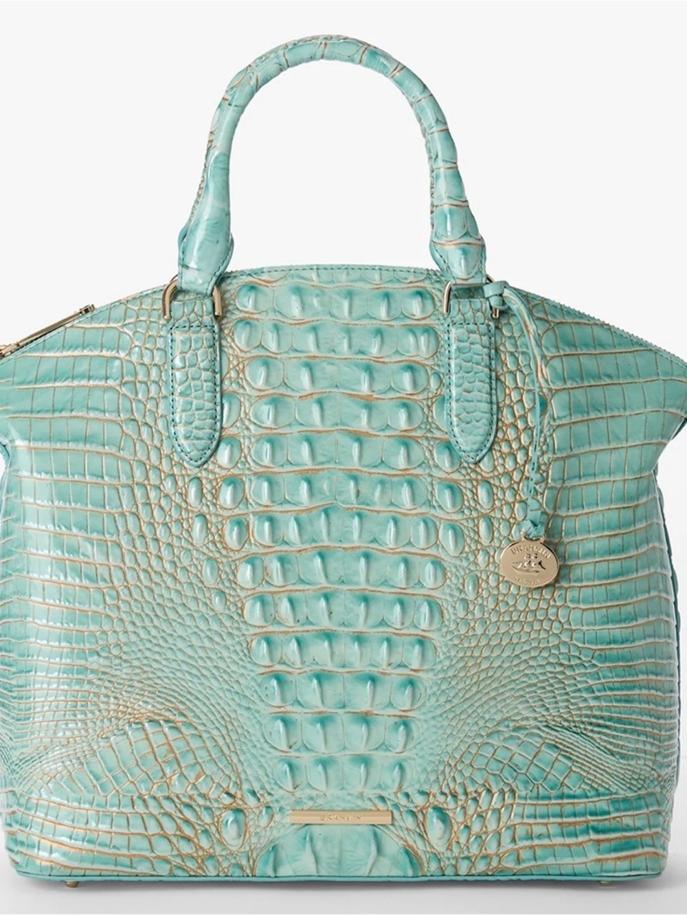 NWT-Brahmin Turquoise Croc-Embossed Leather Tote